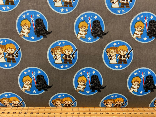 fabric shack sewing quilting sew fat quarter cotton patchwork quilt marvel mini characters darth vader luck skywalker princess leia hans solo kawaii