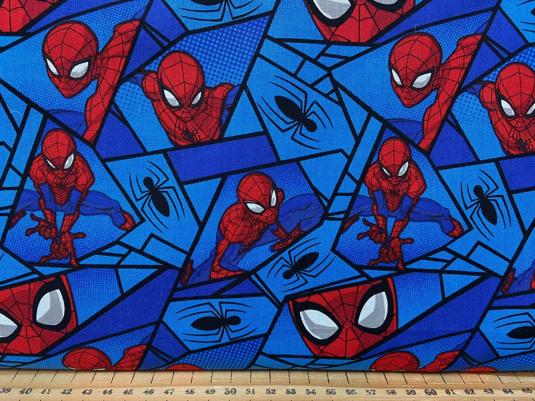 fabric shack sewing quilting sew fat quarter cotton patchwork quilt marvel mini characters spiderman spider-man