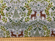 fabric shack sewing quilting sew fat quarter cotton patchwork quilt noel christmas metallic floral flowers mirror stag silver grey