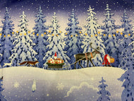 fabric shack sewing quilting sew fat quarter cotton patchwork quilt panel advent christmas holidays santa father hearts stars snowflake light blue double border rabbit hare fox