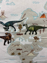 fabric shack sewing quilting sew fat quarter cotton patchwork quilt panel natural history museum age of the dinosaurs map t-rex triceratops diplodocus brontesaurus 3