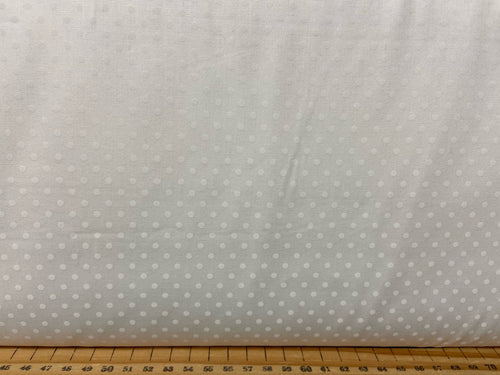 fabric shack sewing quilting sew fat quarter cotton patchwork quilt rose & and hubble polka dot dots spots white on white 3mm