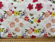 fabric shack sewing quilting sew fat quarter cotton quilt beatrix potter peter rabbit spring flowers wreath pink lemon white bumble bee butterfly 5