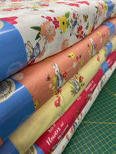 3fabric shack sewing quilting sew fat quarter cotton quilt beatrix potter peter rabbit spring flowers wreath pink lemon white bumble bee butterfly