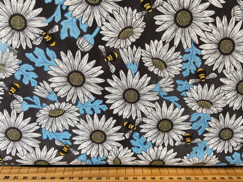 fabric shack sewing quilting sew fat quarter cotton quilt diane kappa michael miller queen bee bumble bee crown hexagons hexies honeycomb blue yellow grey gray black