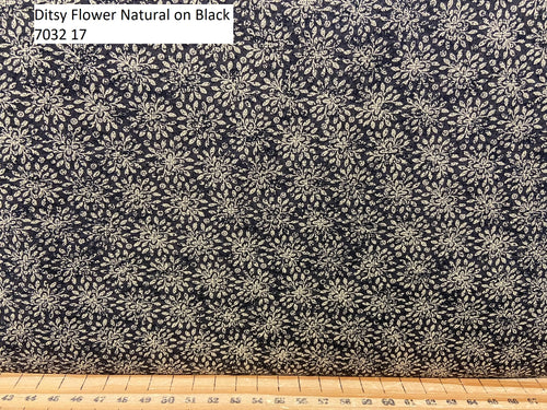 fabric shack sewing quilting sew fat quarter cotton quilt kathy schmitz moda maryland ditsy floral 7033 17 nightfall natural on black