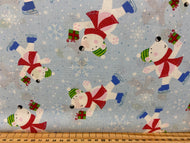 3 fabric shack sewing quilting sew fat quarter cotton quilt kingfisher sew simple tis the season christmas holidays polar bear ice skating candy cane snowflakes snowman green blue white