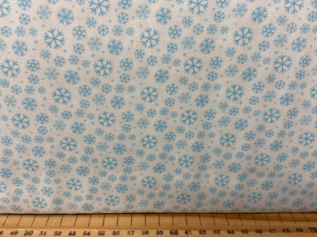 fabric shack sewing quilting sew fat quarter cotton quilt moda abi hall jolly season christmas holidays snowflakes snow blue