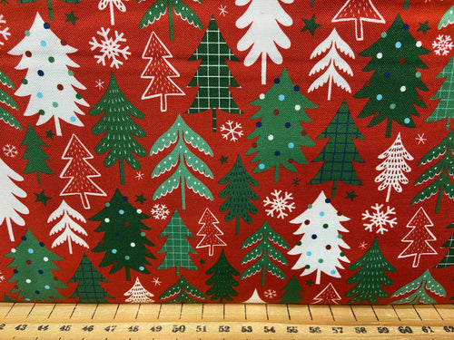 fabric shack sewing quilting sew fat quarter cotton quilt moda abi hall jolly season christmas holidays trees red