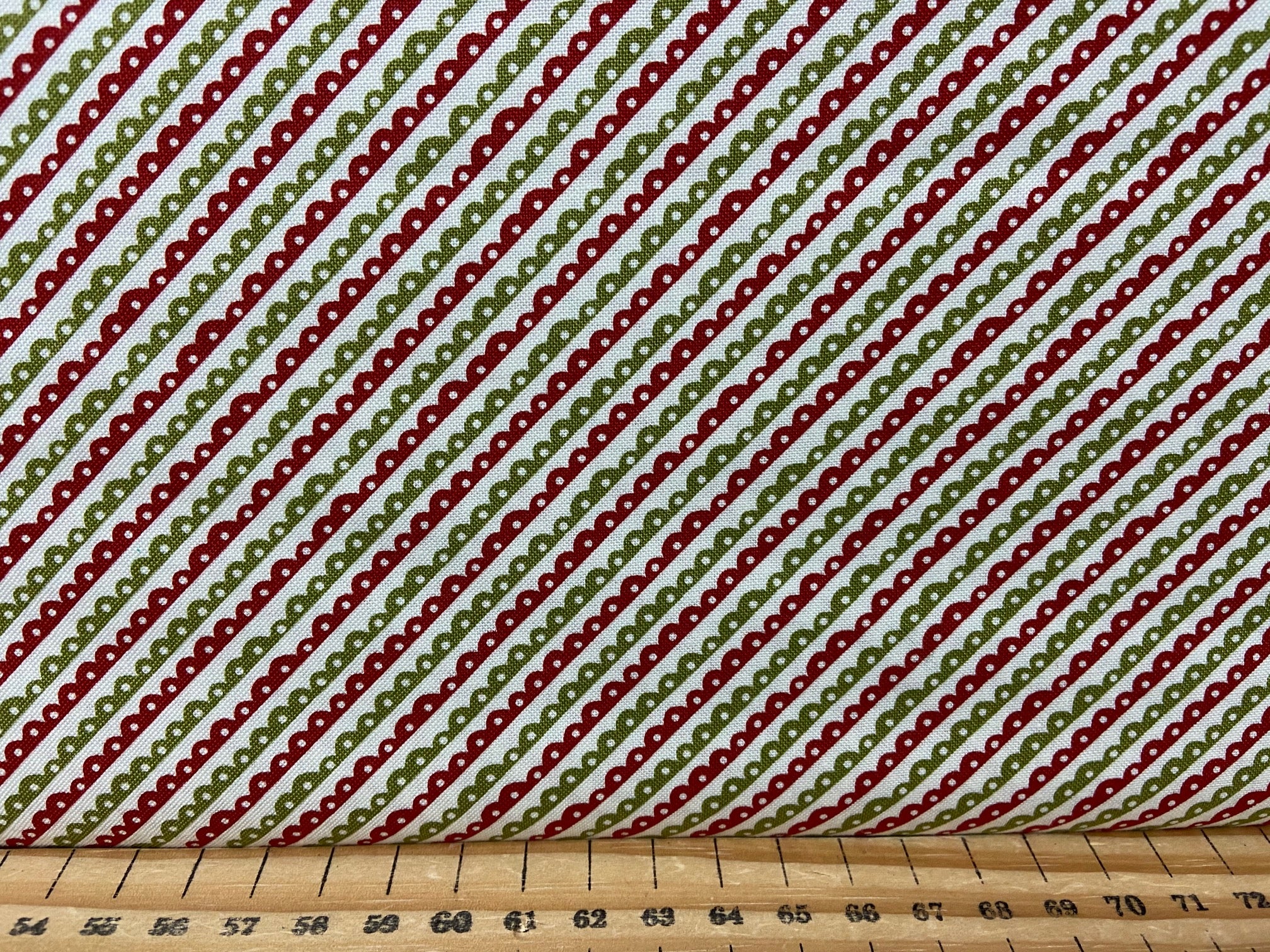 Sweetwater for Moda 'The Christmas Card' Festive Diagonal Stripe Green