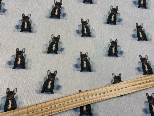 fabric shack sewing quilting sew fat quarter cotton quilt patchwork colour digital natural pug puppy pup french bull dog bulldog 3
