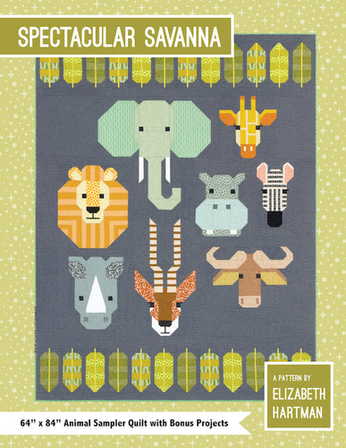 fabric shack sewing quilting sew fat quarter cotton quilt patchwork elizabeth hartman block piece spectacular savannah savanah lion elephant zebra hippo gazelle (2)