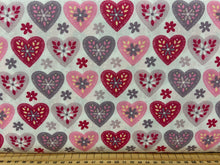 fabric shack sewing quilting sew fat quarter cotton quilt patchwork rose and & hubble love hearts applique white pink grey 2