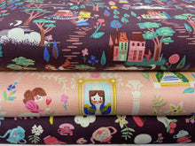fabric shack sewing quilting sew fat quarter cotton quilt riley blake jill howarts beauty and & the best tea rose castle woodland ride horse woodland ride purple