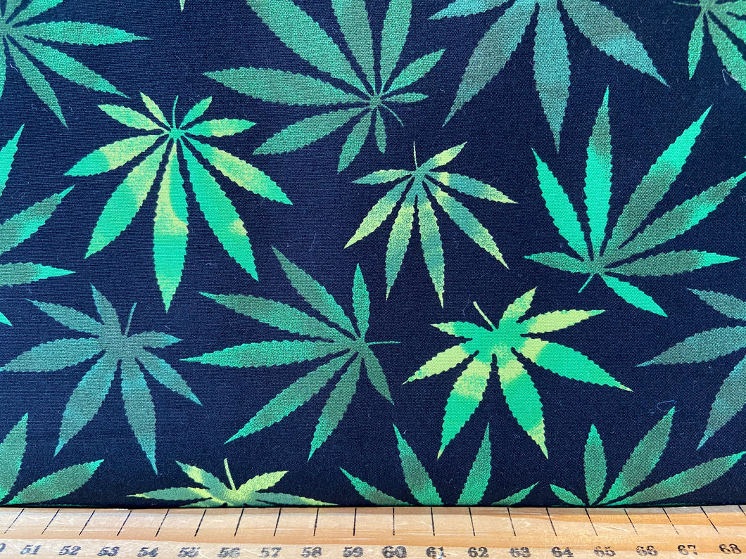 fabric shack sewing quilting sew fat quarter cotton quilt rose & hubble and poplin hemp marijuana cannabis leaf leaves black