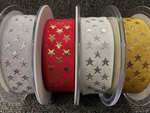 fabric shack sewing sew christmas crafts christmas trim galaxy stars 25mm gold  red silver white