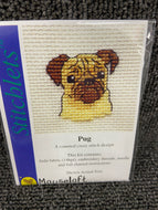 fabric shack sewing sew crosstich cross stitch kits kit mouseloft mouse loft stitchlets pug 004-M11
