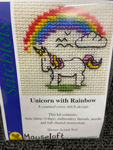 fabric shack sewing sew crosstich cross stitch kits kit mouseloft mouse loft stitchlets unicorn with rainbow 004-P03