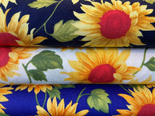 fabric shacks sewing quilting sew fat quarter cotton quilt rose & and hubble sunflowers sun flowers floral bright navy blue