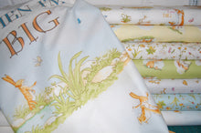 fabric shack sewing quilting sew fat quarter cotton quilt patchwork anita jeram clothworks guess how much I love you when I'm im big rabbit bunny bunnies frogs daffodils