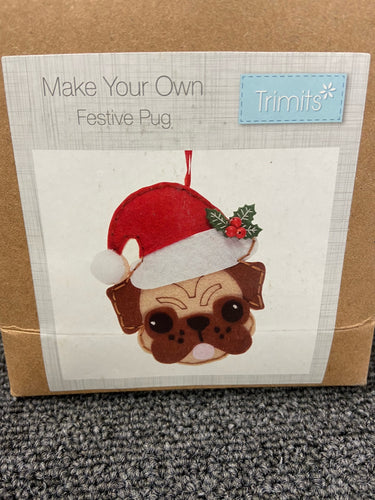 felt decoration kit christmas festive pug santa hat dog make your own trimits 2