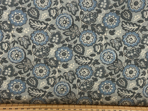 french general moda la vie boheme blue grey floral flowers cotton fabric shack malmesbury