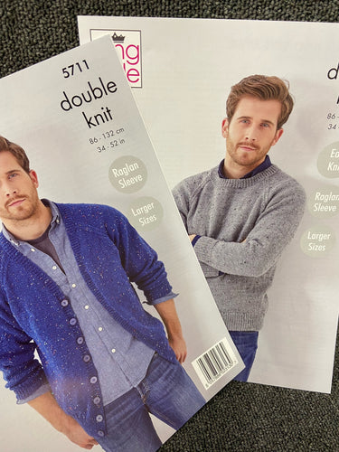 gents jumper sweater cardigan double knit dk 5711 knitting pattern fabric shack malmesbury