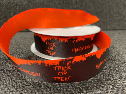 halloween ribbon 25mm orange black happy trick or treat fabric shack malmesbury