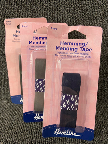 hemline hemming mending tape fusible 20mm navy blue black grey fabric shack malmesbury