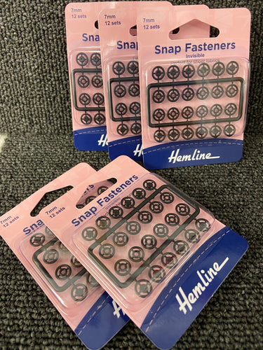 hemline snap fasteners poppers 7mm invisible black fabric shack malmesbury