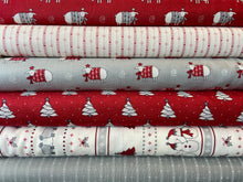 fabric shack sewing quilting sew fat quarter cotton quilt patchwork bunny hill designs moda country christmas holiday holidays sheep tree stripe border print red grey jumpers
