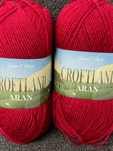 james c brett croftland aran wool yarn blend 200g ruby red aran A210 fabric shack malmesbury