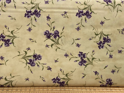 jan patek quilts for moda iris and ivy purple cream lavender plum ivory flowers floral cotton fabric shack malmesbury medium bloom ivory cream