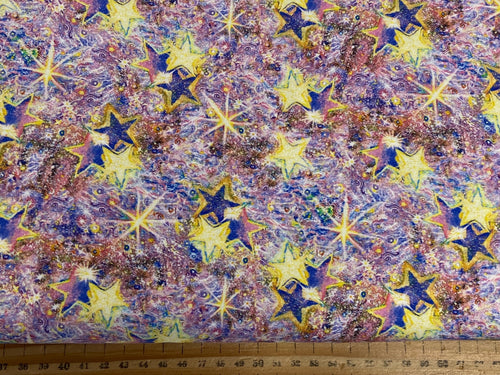 josephine wall 3 wishes astral voyage cosmic village cotton fabric shack malmesbury fairy rainbow star flowers floral twinkle stars