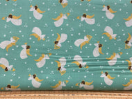 joyful joyful stacy iest hsu moda cotton fabric shack malmesbury christmas holidays nativity angels on high turquoise blue sky