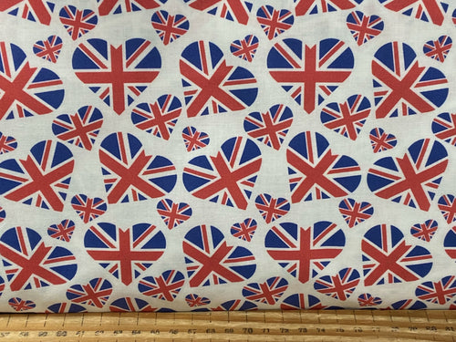 jubilee coronation union jack flag bunting cotton fabric shack malmesbury hearts