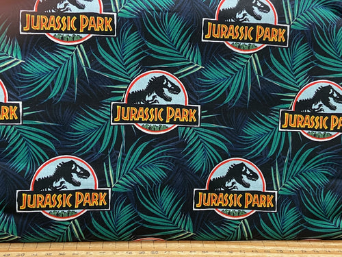 jurassic park opulent jungle cotton fabric logo palm leaves fabric shack malmesbury