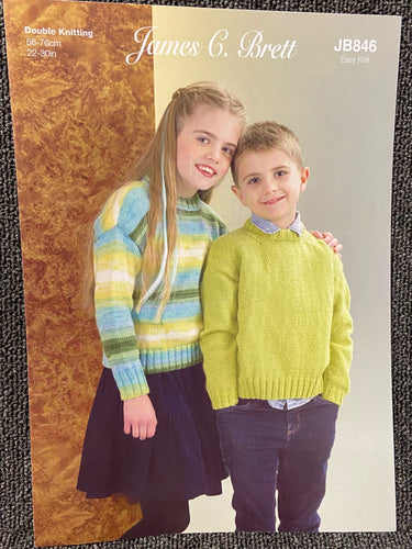 kids jumper sweater aurora double knit dk knitting pattern james c brett wool yarn fabric shack malmesbury jb846