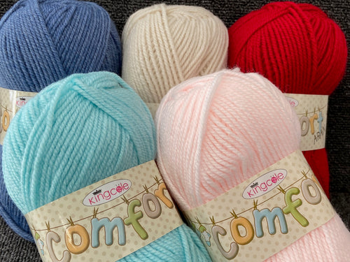 king cole comfort aran wool yarn 100g various colours knitting knit crochet fabric shack malmesbury