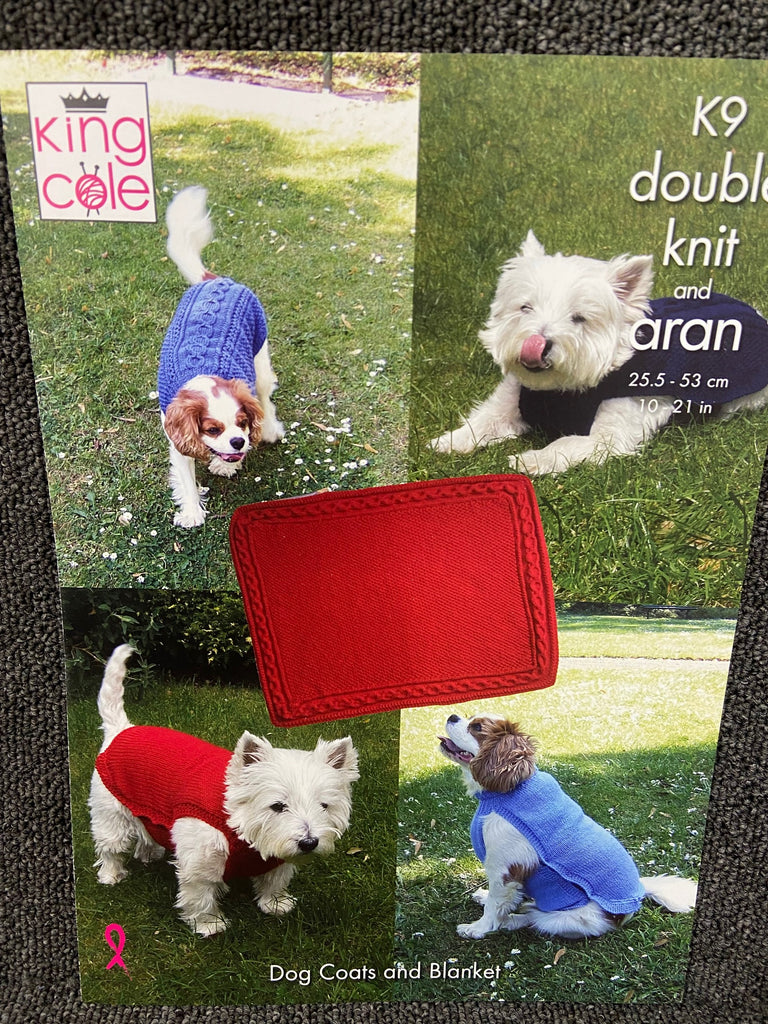 King Cole Double Knit & Aran Dog Jacket Coat Knitting Pattern K9 ...