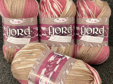 king cole fjord dk double knit 100g self pattern patterning self fair isle variegated wool yarn bindal fusa 4563 pink brown knitting crochet