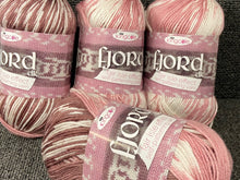 king cole fjord dk double knit 100g self pattern patterning self fair isle variegated wool yarn loen 4557 rose pink knitting crochet