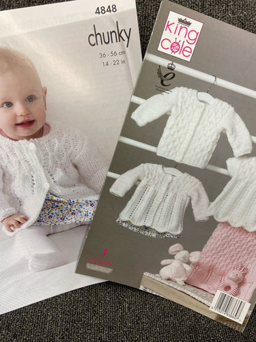 king cole knitting pattern baby jacket cardigan dress matinee blanket chunky knit fabric shack malmesbury yarn wool knit