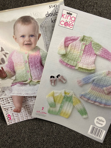 king cole knitting pattern childs baby babies dress cardigan double knit 5141 fabric shack malmesbury yarn wool knit