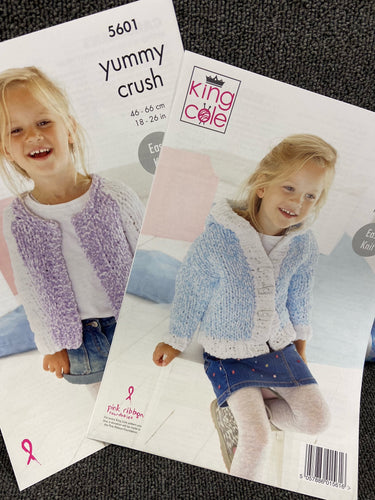 king cole knitting pattern childs kids girls jacket cardigan yummy crush chunky 5601 fabric shack malmesbury yarn wool knit