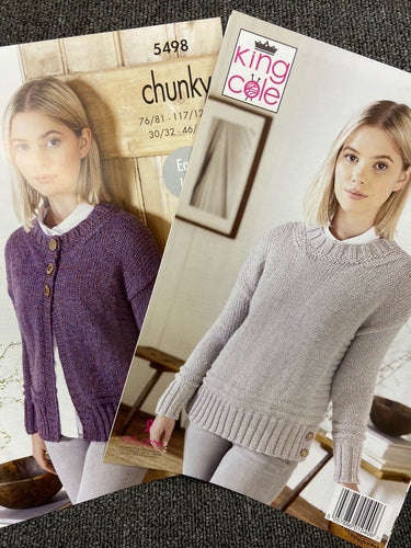 king cole knitting pattern ladies cardigan jumper 5498 chunky fabric shack malmesbury yarn wool knit