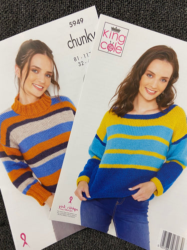 king cole knitting pattern ladies jumper 5949 chunky knit yarn fabric shack malmesbury