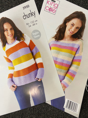 king cole knitting pattern ladies jumper 5950 chunky knit yarn fabric shack malmesbury
