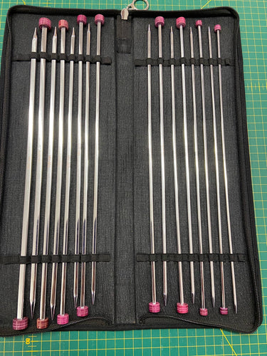 knitpro nova cubics cuboid brass metal knitting needle set in case single pointed point 35cm various sizes