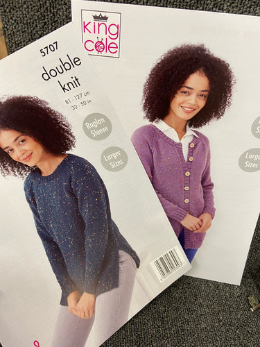 ladies womens cardigan jumper sweater double knit 5707 king cole knitting pattern fabric shack malmesbury